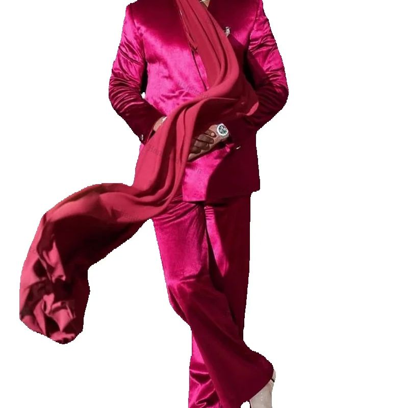 Men Formal Wear With Scarf - Conjunto de terno masculino de cetim
