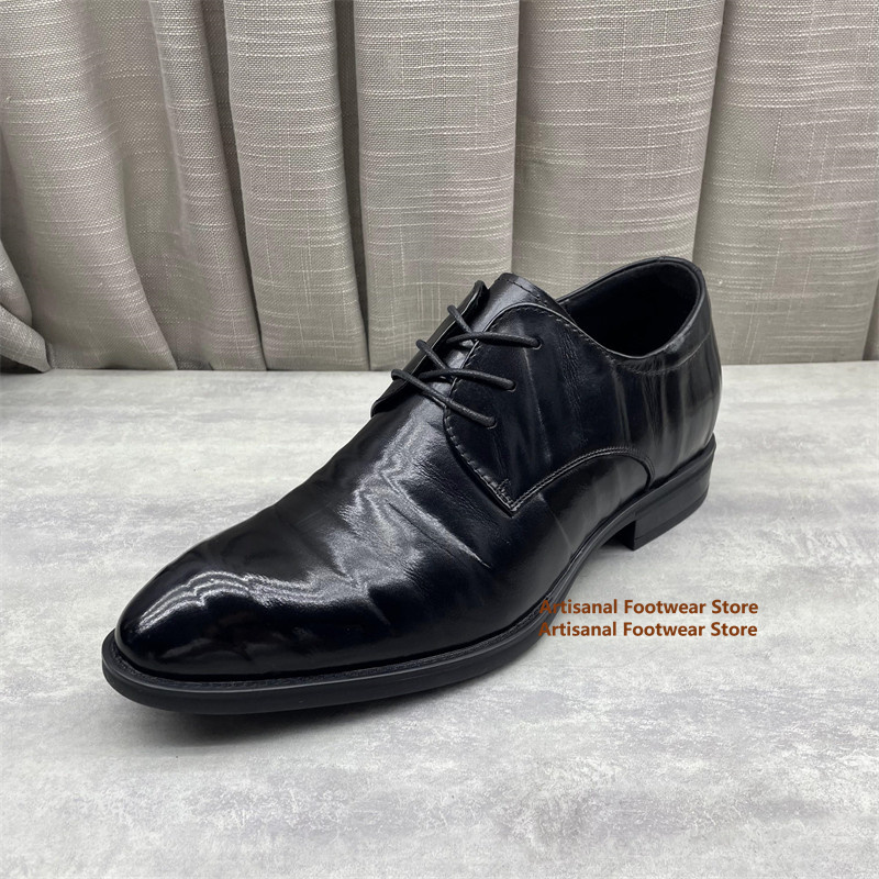Formal Men Daily Wear Shoes - Sapatos Oxford de Couro Preto Masculinos
