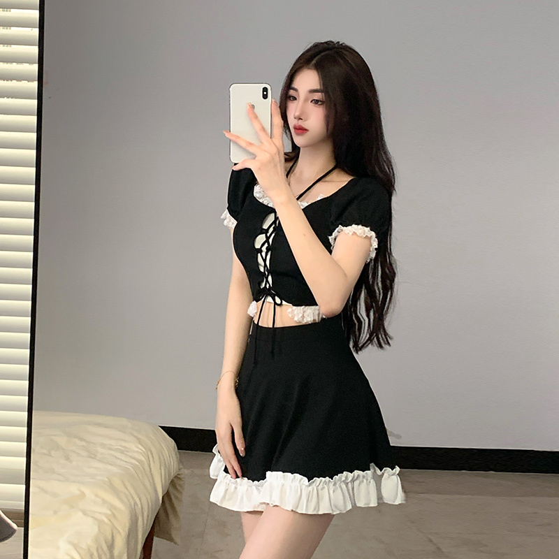 Slim Fit Suit Set - Maiô Feminino Estilo Instagram de Duas