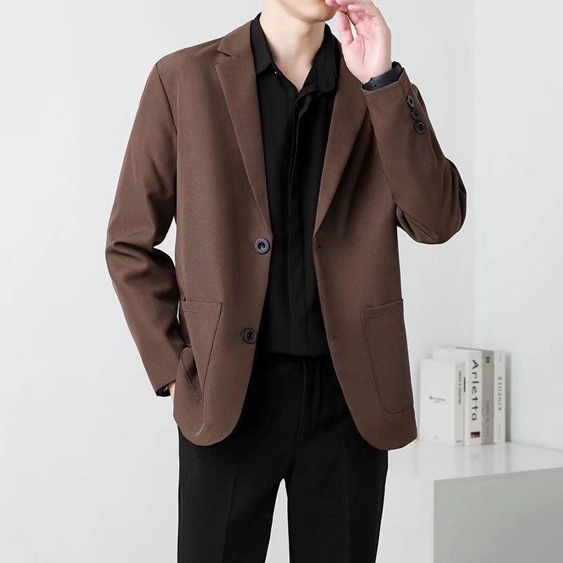 Men Formal Wear Brown - Primavera marrom preto blazer masculino fino