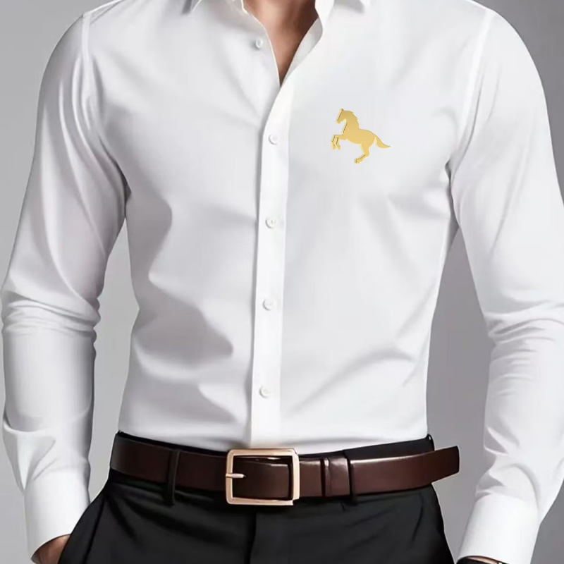 Men Formal Office Wear Shirts - Camisas Masculinas Elegantes com Estampa de