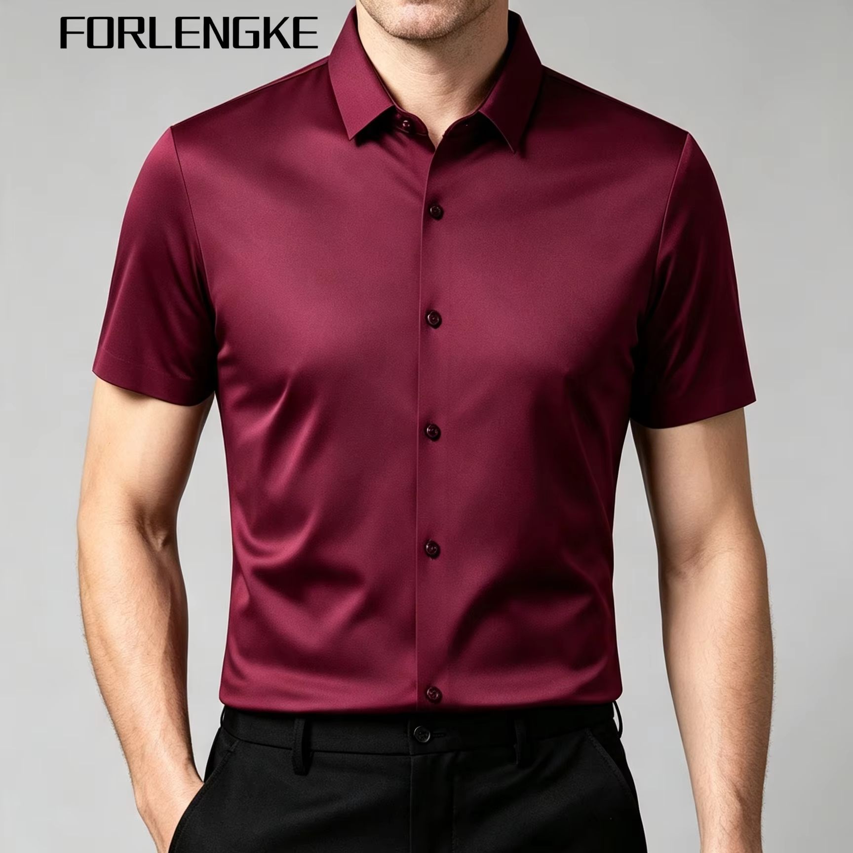 Men Formal Office Wear Shirts - Camisa Social Masculina FORLENGKE de Manga