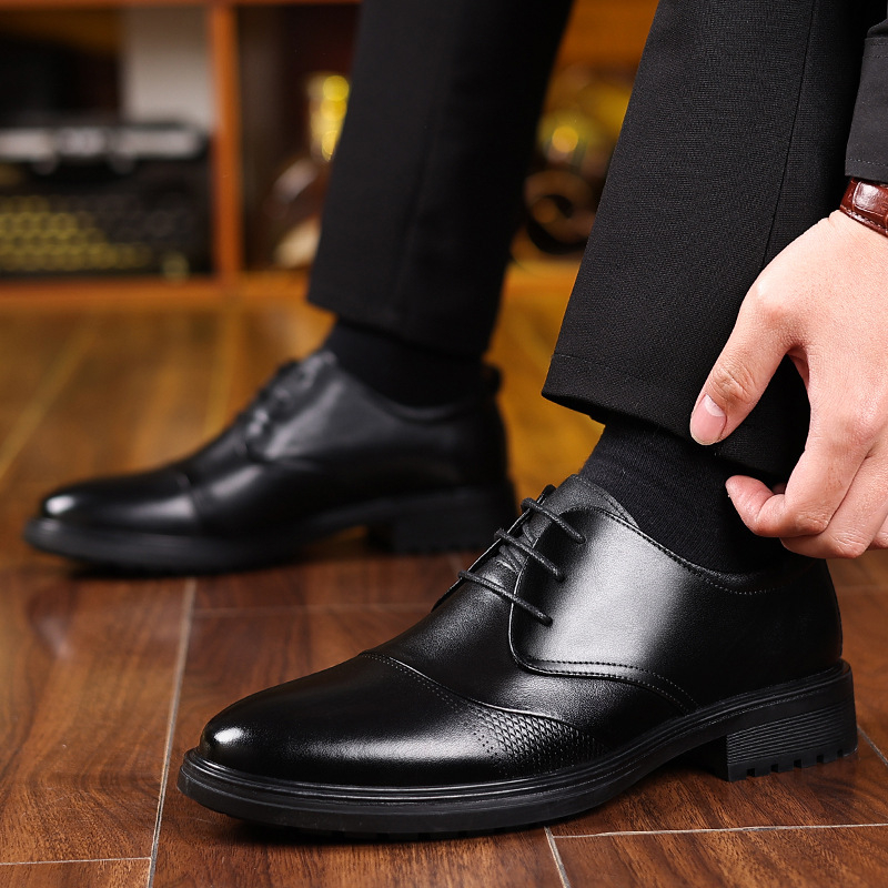 Formal Men Daily Wear Shoes - Sapatos Oxford Masculinos Pretos de Couro