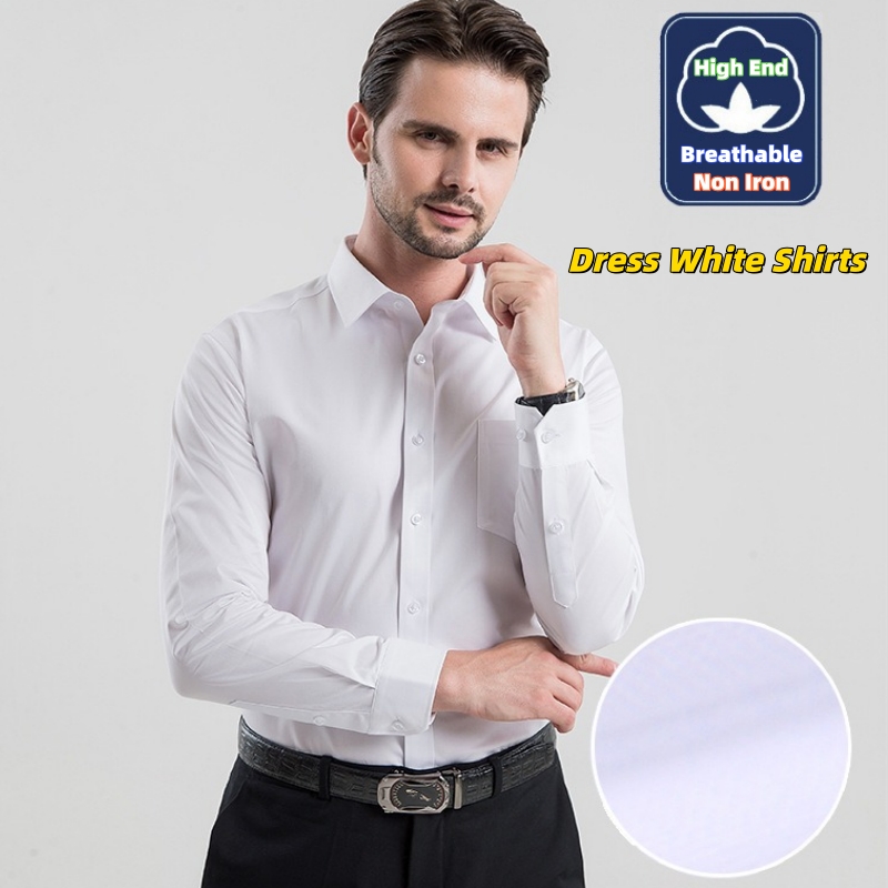 Camisa Social Masculina Branca - Men Formal Office Wear Shirts avaliação e preço