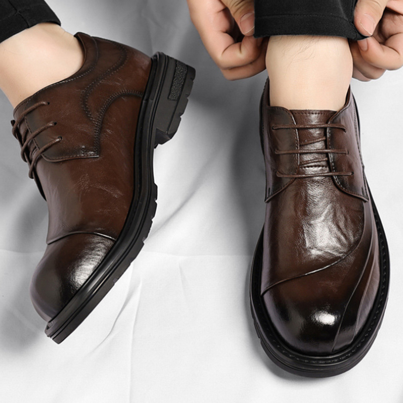 Sapatos de Couro Genuíno Marro - Formal Men Daily Wear Shoes avaliação e preço