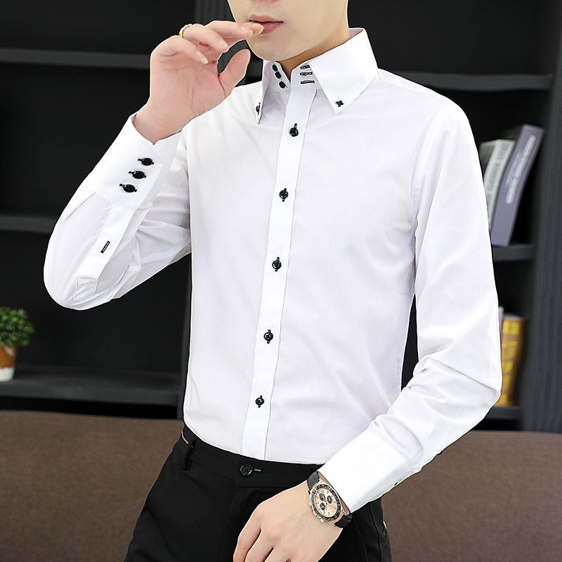 Primavera outono camisa execut - Men Formal Office Wear Shirts avaliação e preço