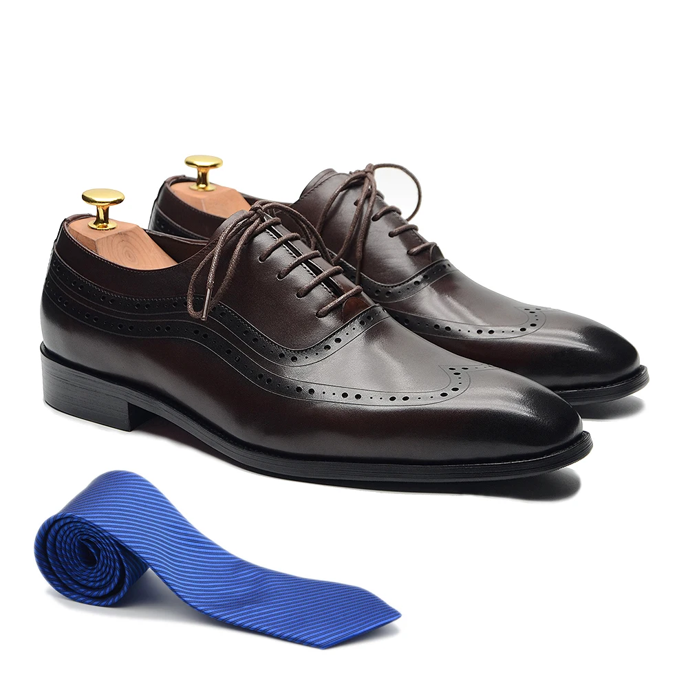 Luxo masculino wingtip oxford  - Men Formal Wear Brown avaliação e preço